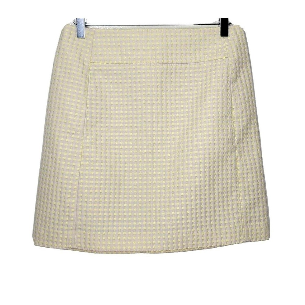 Loft Mini Skirt Yellow A-Line Polka Dot Bright Colorful Preppy Summer 6